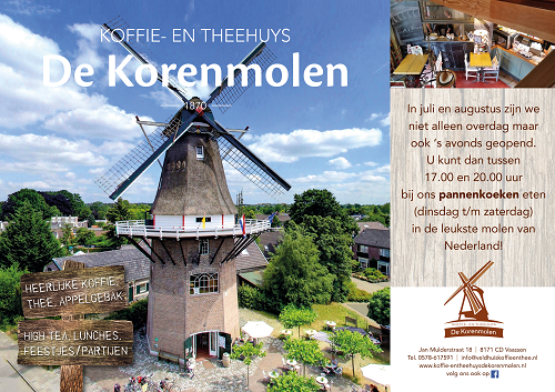 Nieuw! Pannenkoeken eten in Koffie en Theehuis de Korenmolen