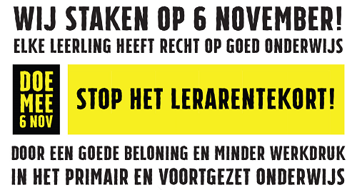 Woensdag 6 november: landelijke staking basis- en voortgezet onderwijs