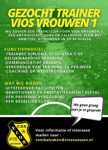 Train(st)er gezocht voor VIOS vrouwen 1