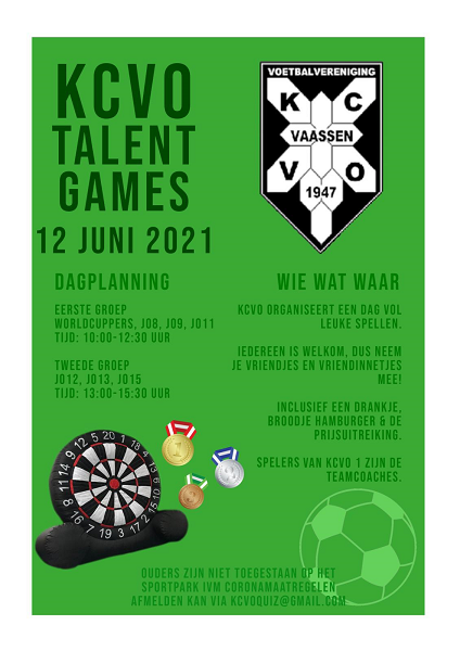 Kom ook naar KCVO’s Talent Games zaterdag 12 juni!