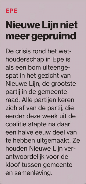 Nieuwe Lijn blijft zelfbewust en onafhankelijk actief voor onze samenleving