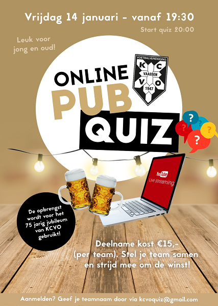 Online pubquiz KCVO voor jong en oud!