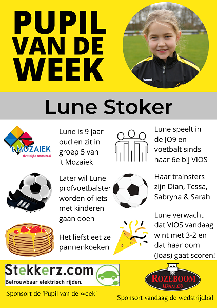 Pupil van de week bij VIOS Vaassen is Lune Stoker