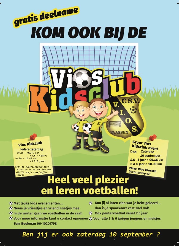 Zaterdag 10 september Vios Kidsclub event.