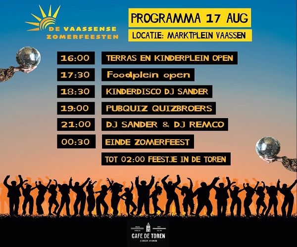 Boordevol programma tijdens het derde en tevens laatste Vaassens Zomerfeest 2022 met als thema Voute Avond!