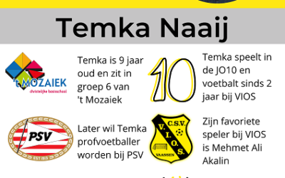 Pupil van de week bij VIOS Vaassen is Temka Naaij