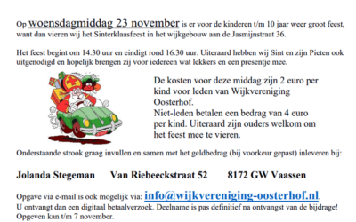 Sinterklaasmiddag bij Wijkvereniging Oosterhof