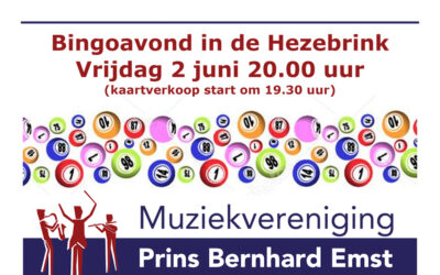 Bingoavond Prins Bernhard Emst vrijdagavond 2 juni a.s.Â