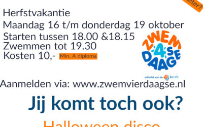 ZVV organiseert in samenwerking met Zwembad de Koekoek de zwemvierdaagse en een Halloween disco!