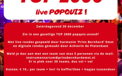 Muziekvereniging Prins Bernhard Emst organiseert live TOP 2000 popquiz 