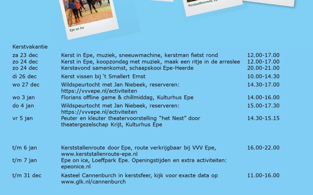 Evenementen kerstvakantie