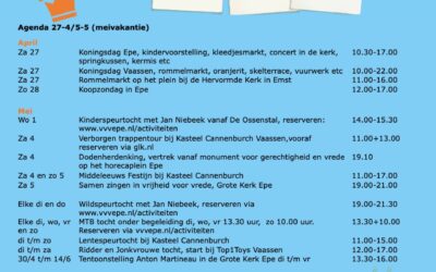 VVV Epe: Agenda 27-4/5-5 (meivakantie)