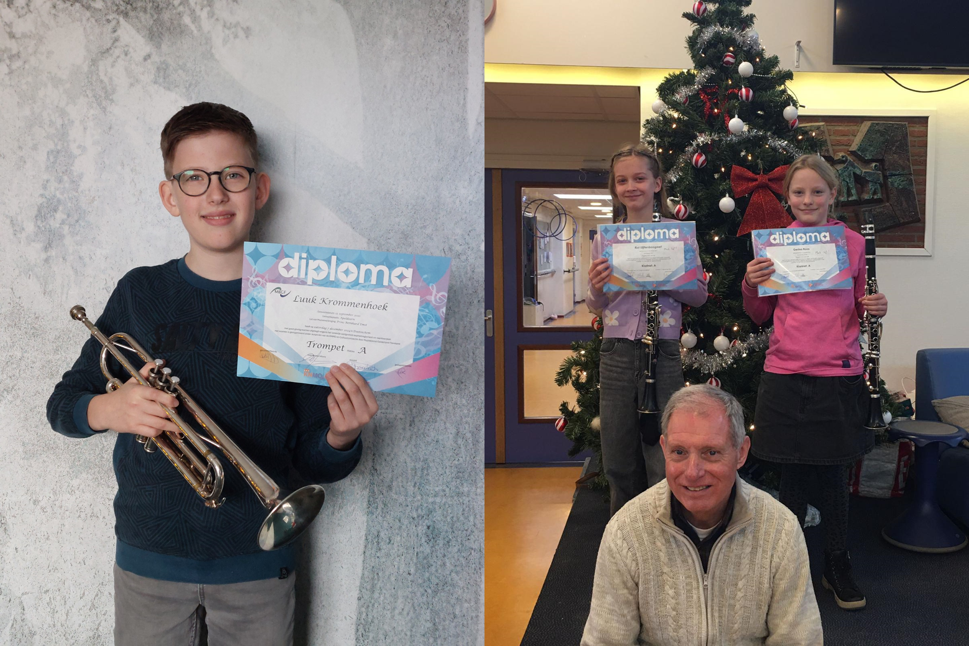 241214 Geslaagden Luuk Gerina en Rixt