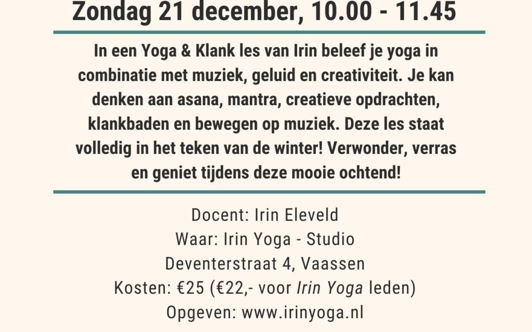 Een les in winterse sferen bij yogastudio Irin Yoga