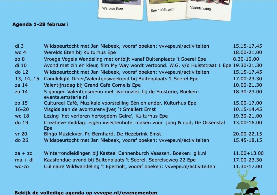VVV Epe-Activiteitenkalender februari 2026