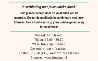 Laat je stem klinken tijdens Mantra Zingen bij Irin Yoga