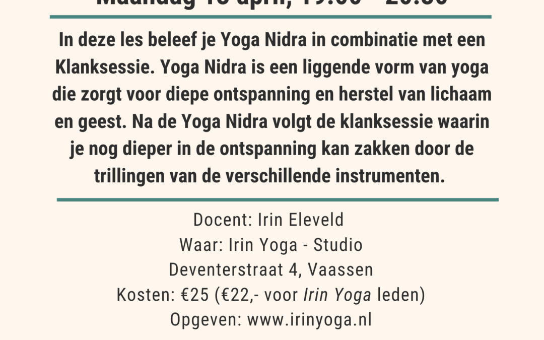 Beleef ontspanning en muziek bij Irin Yoga