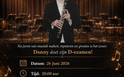 Danny doet D-examen klarinet in De Hezebrink
