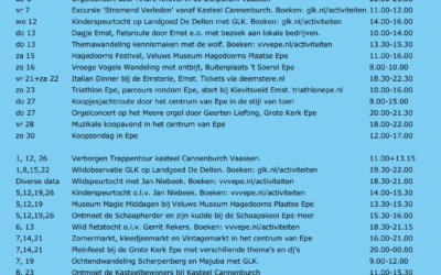De evenementenkalender van het VVV Epe