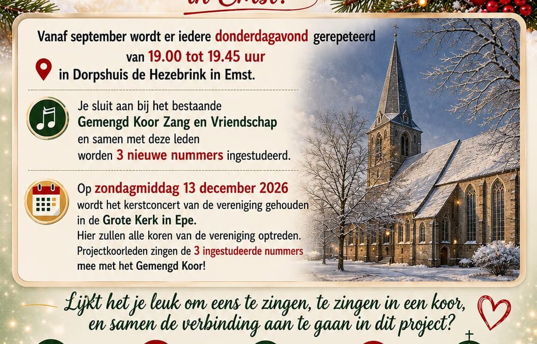 Kerstprojectkoor Zang en Vriendschap Emst