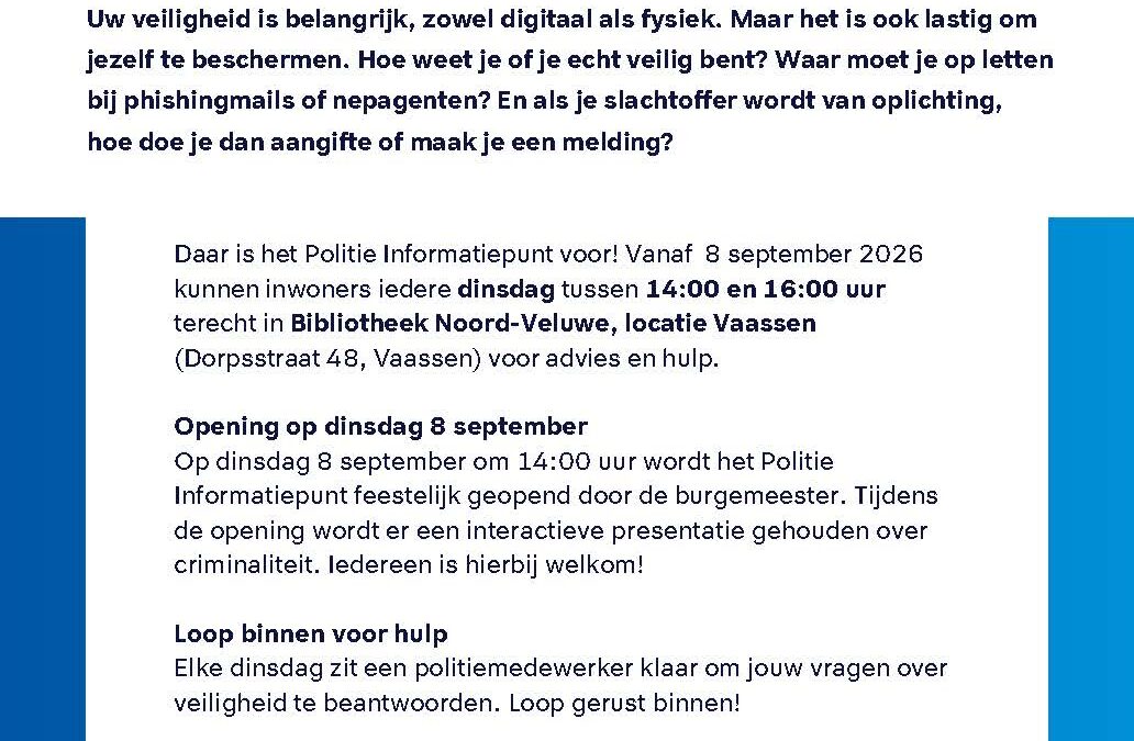 Nieuw in Vaassen: Politie Informatiepunt